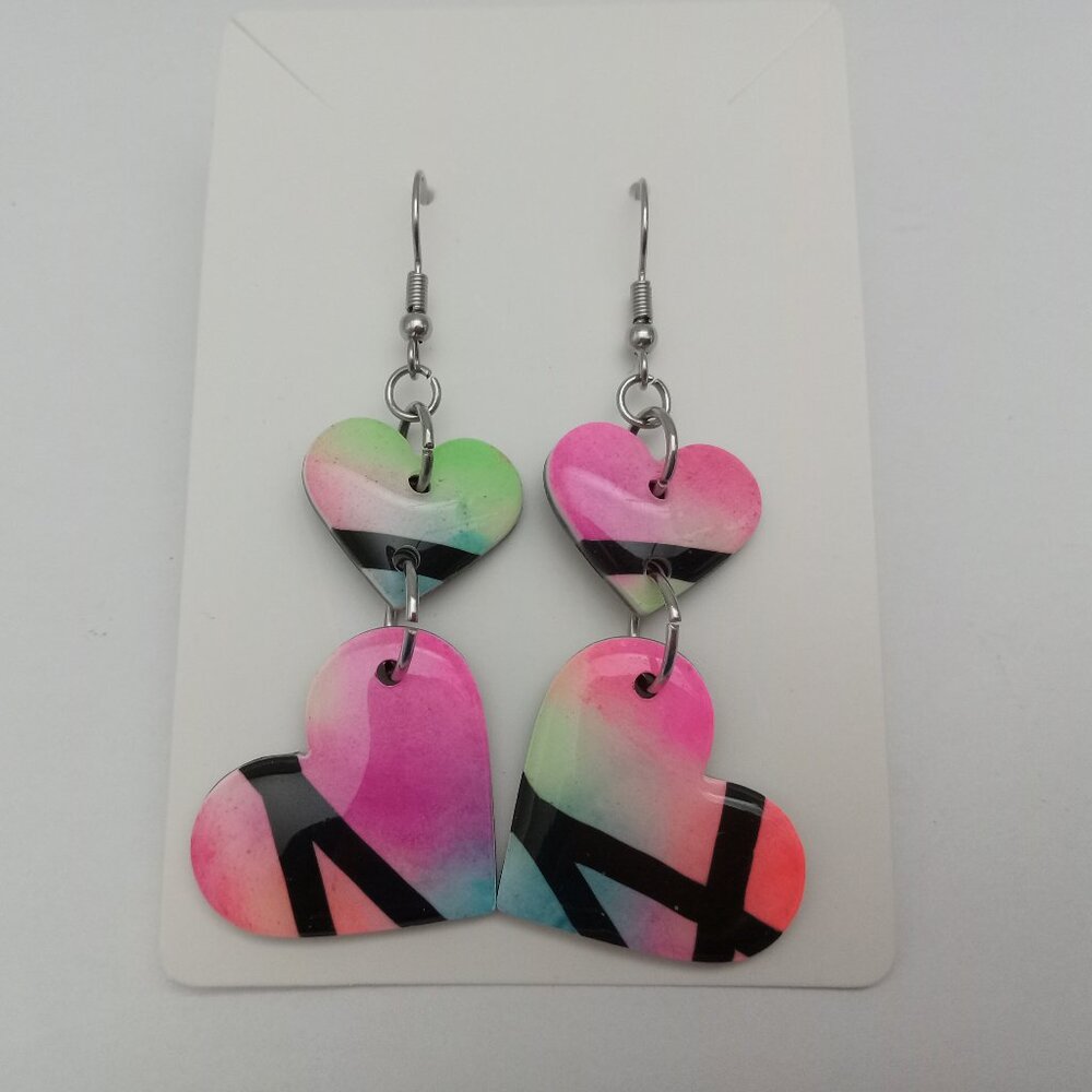 Handmade Polymer Clay Earrings | Colorful Hearts